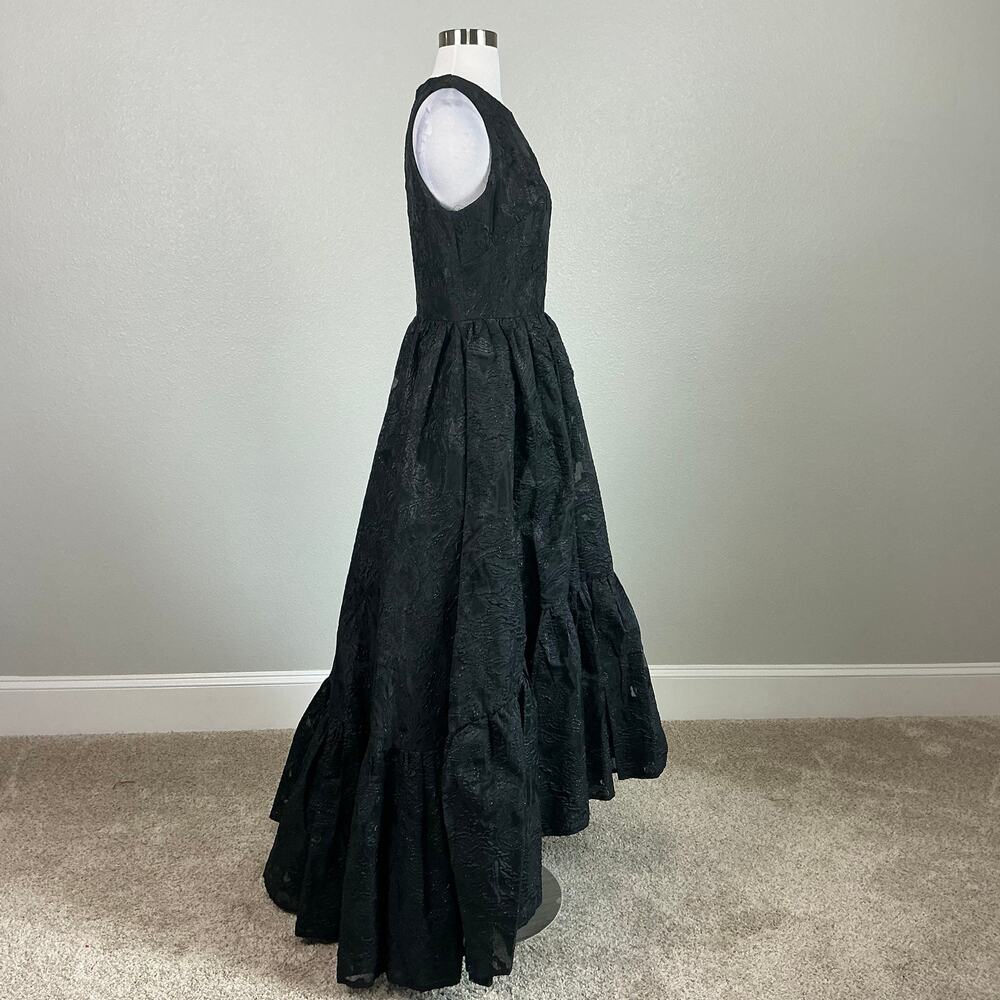 Mac Duggal 20714 High Low A-Line Evening Gown Metallic Black Size 6 Formal Dress - Picture 4 of 12
